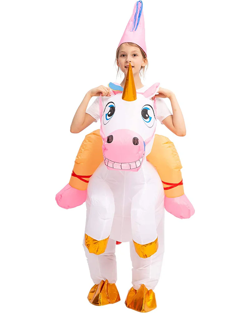 Riding A White Unicorn Inflatable Kids Book Week Costume - Image 4