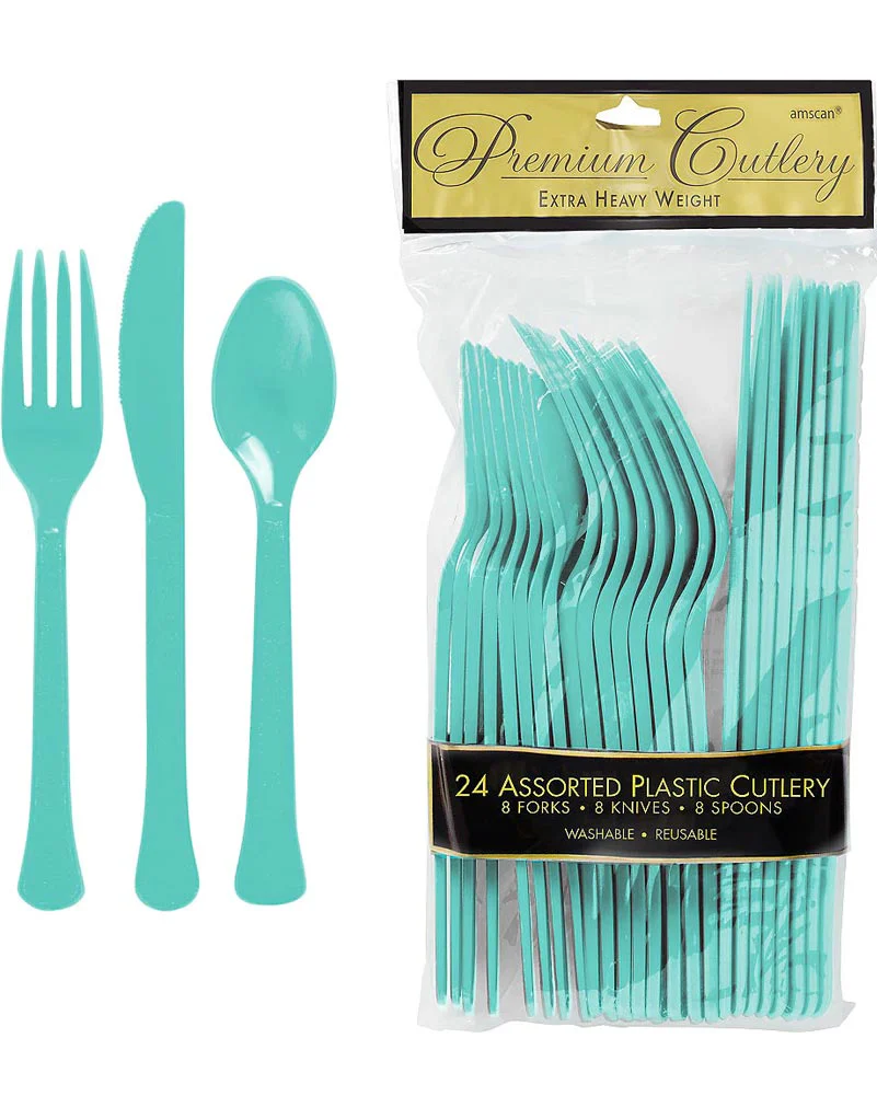 Robins Egg Blue Premium Assorted Cutlery Pack of 24 - Image 2