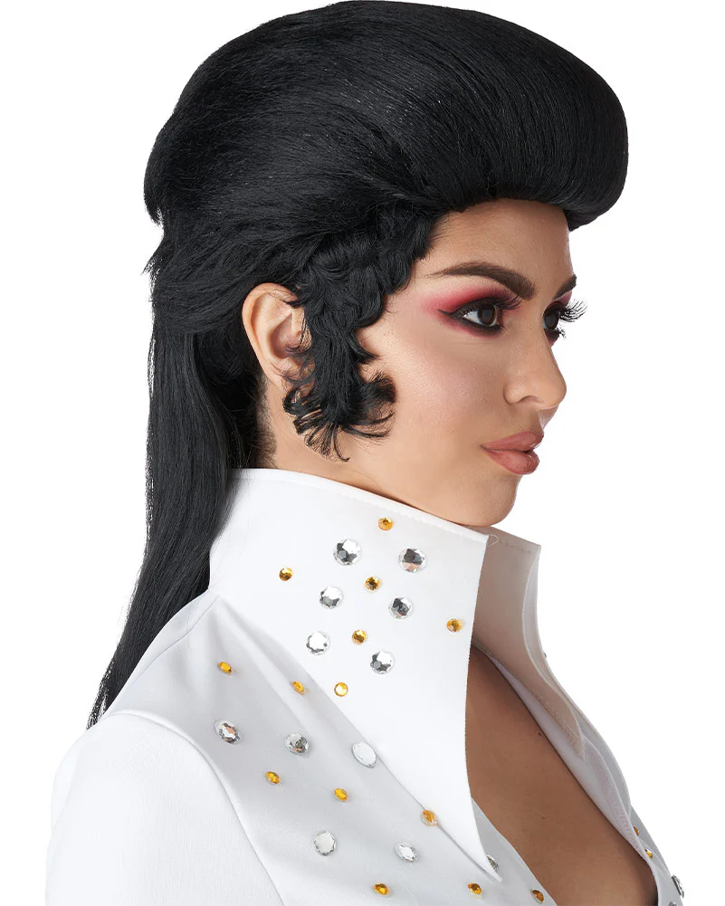 Rock n Roll Royalty Long Black Wig - Image 2