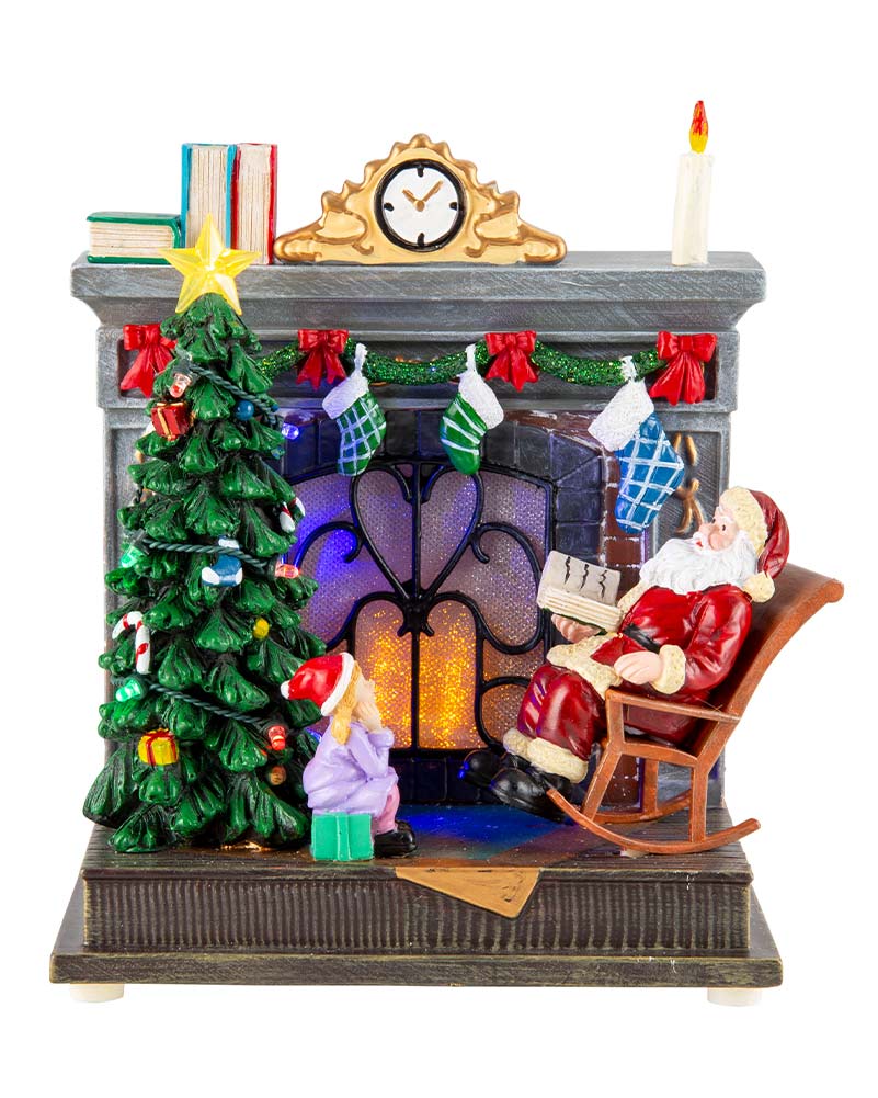 Rocking Santa Fireplace Musical LED Christmas Decoration 20cm with USB - Image 2
