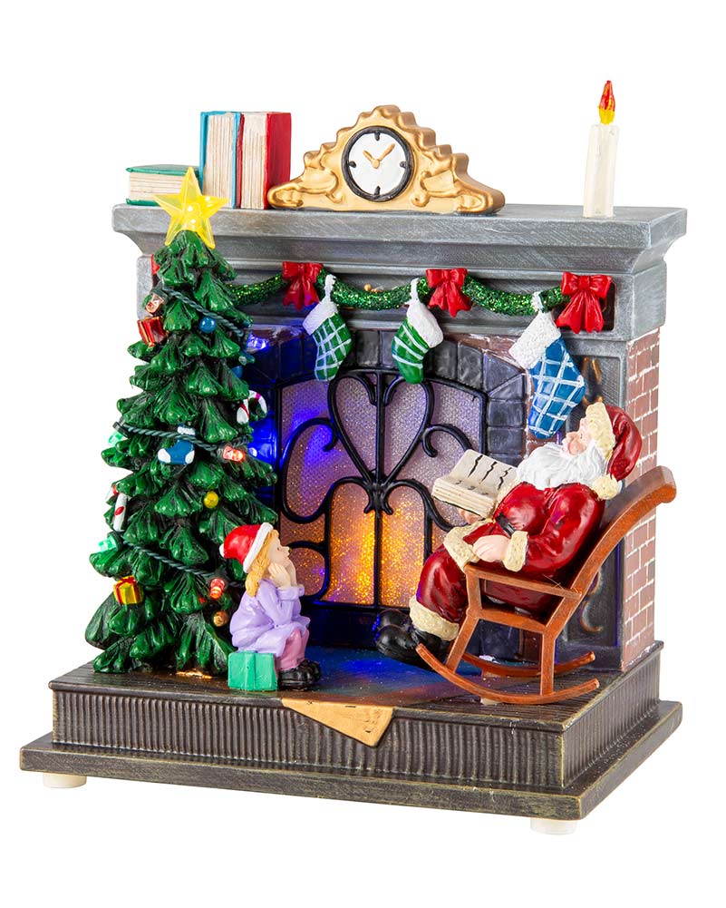 Rocking Santa Fireplace Musical LED Christmas Decoration 20cm with USB - Image 3