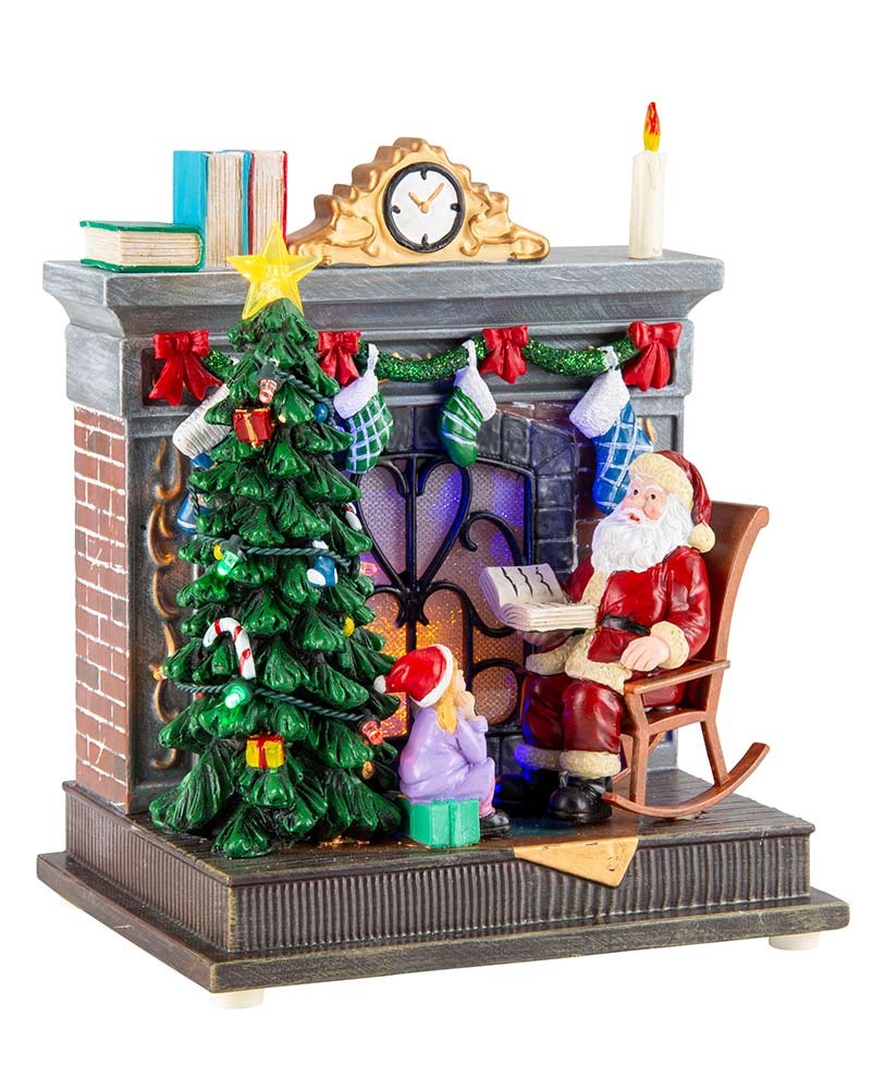 Rocking Santa Fireplace Musical LED Christmas Decoration 20cm with USB - Image 4