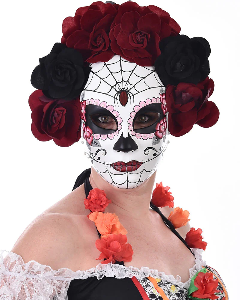 Rosa Day Of The Dead Half Mask - Image 2