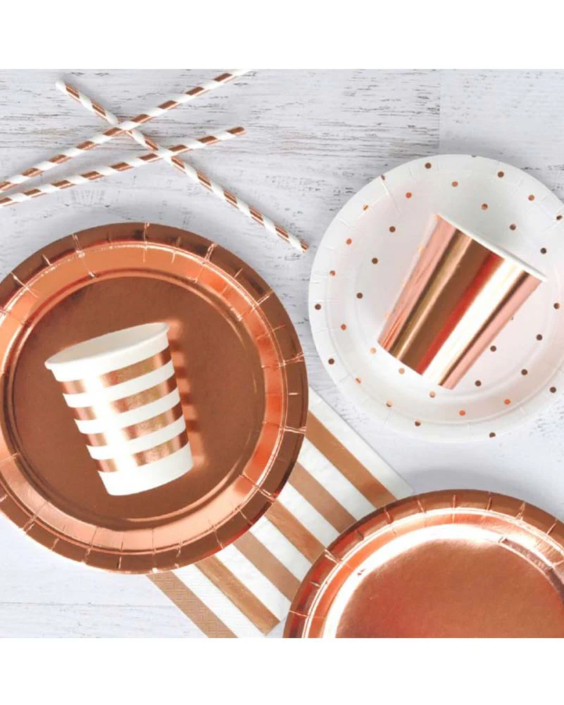 Rose Gold 23cm Foil Plates Pack of 10 - Image 2
