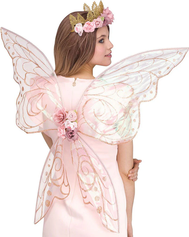 Rose Gold and Peach Fantasy Fairy Sparkle Wings - Image 2