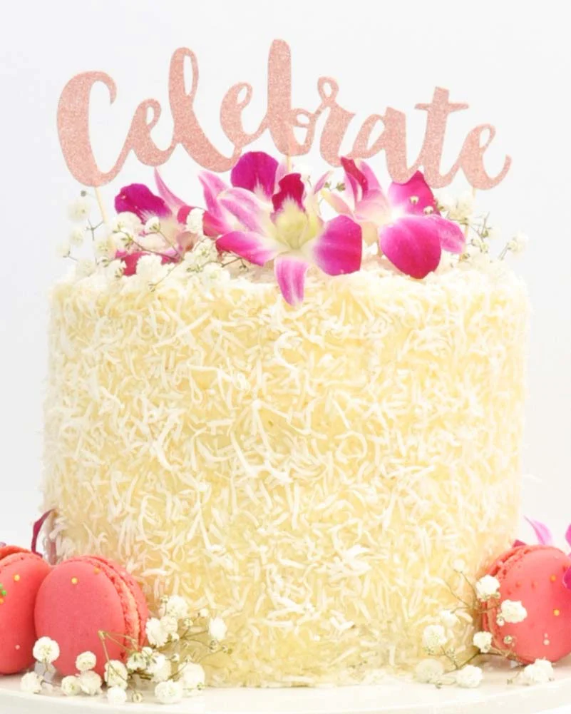 Rose Gold Celebrate Glitter Cake Topper