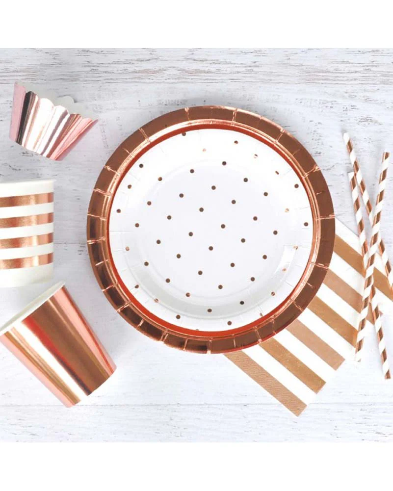 Rose Gold Foil 300ml Cups Pack of 10 - Image 2