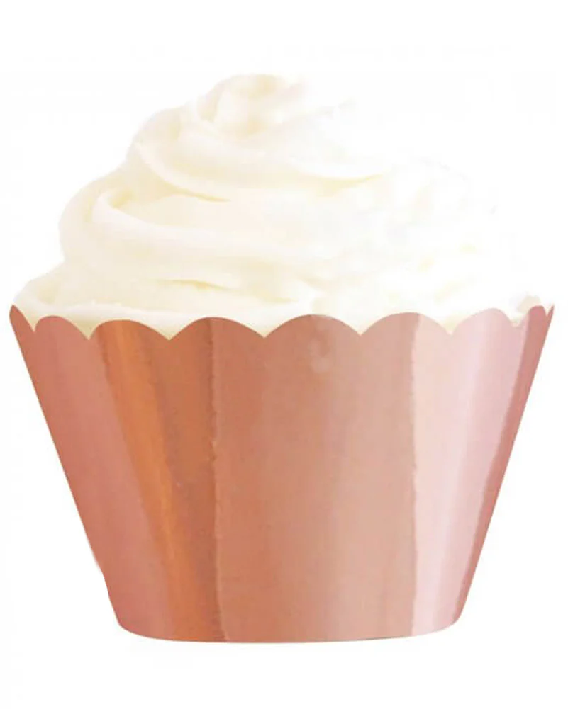 Rose Gold Foil Cupcake Wrappers Pack of 12 - Image 2