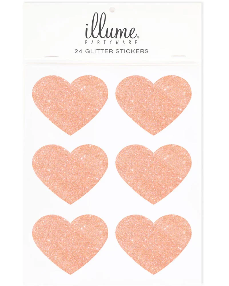 Rose Gold Glitter Heart Sticker Seals Pack of 24 - Image 2