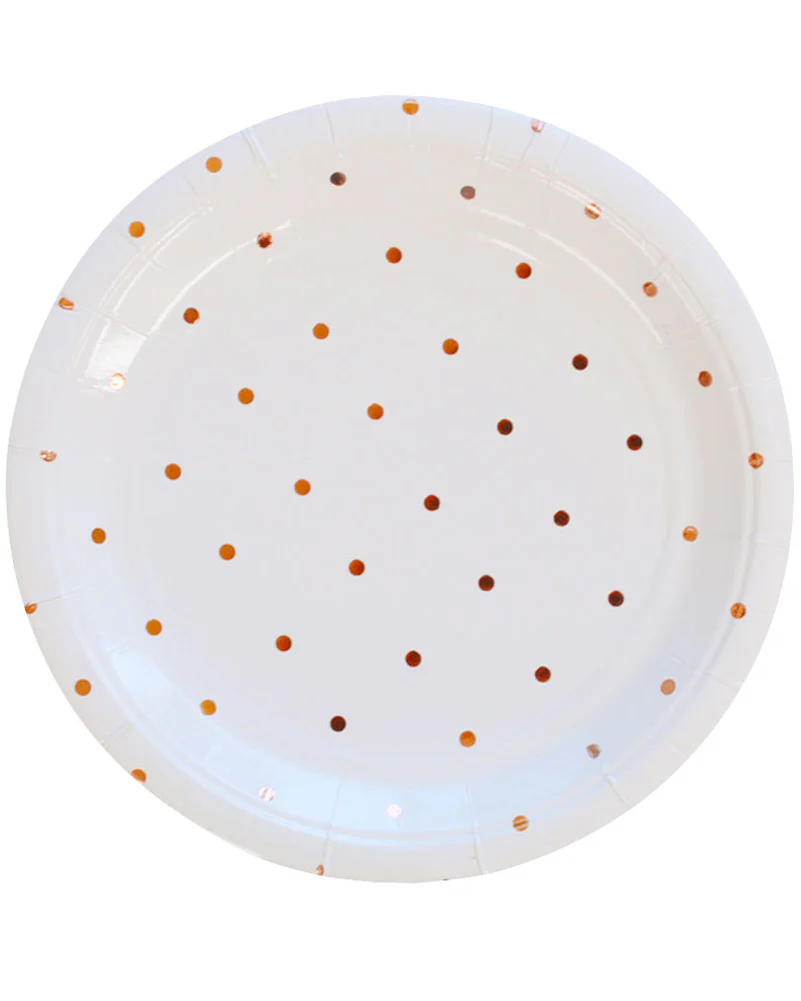 Rose Gold Spots 18cm Paper Plates Pack of 10 - Image 2