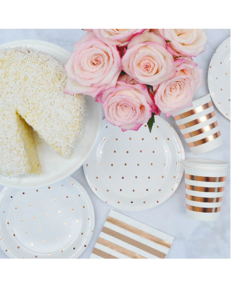 Rose Gold Stripes 300ml Cups Pack of 10 - Image 3