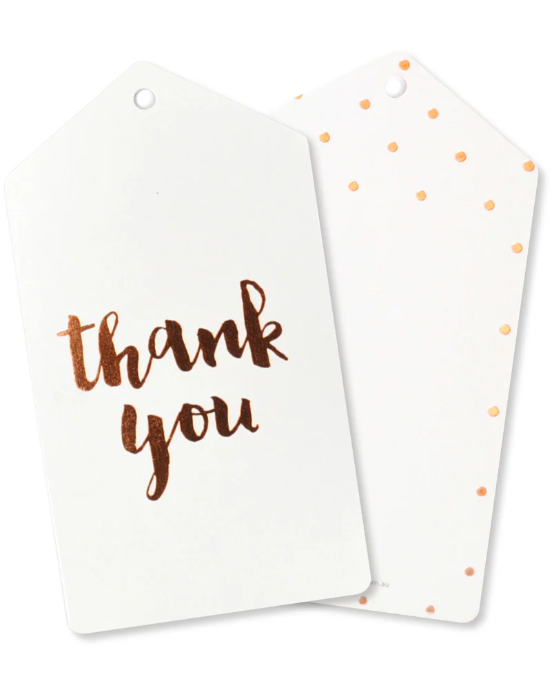 Rose Gold Thank You Tags Pack of 10