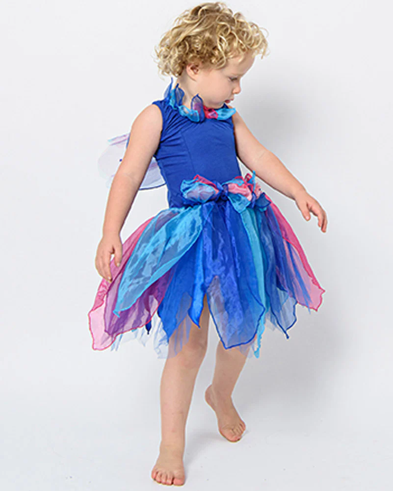 Pixie Fairy Royal Blue Dress Girls Costume - Image 3