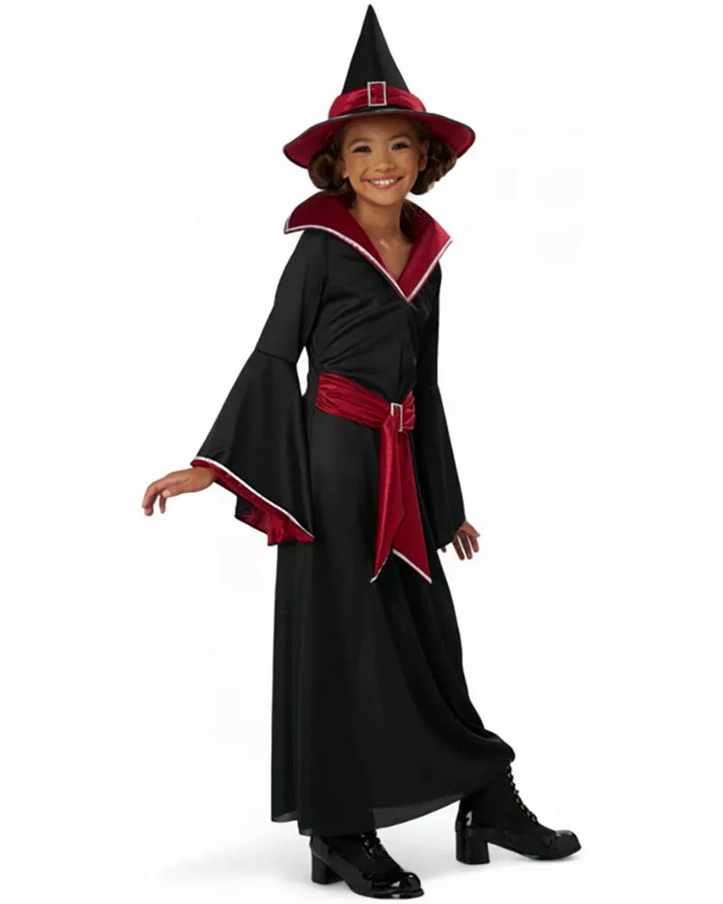 Ruby Red Glamour Witch Girls Costume - Image 3