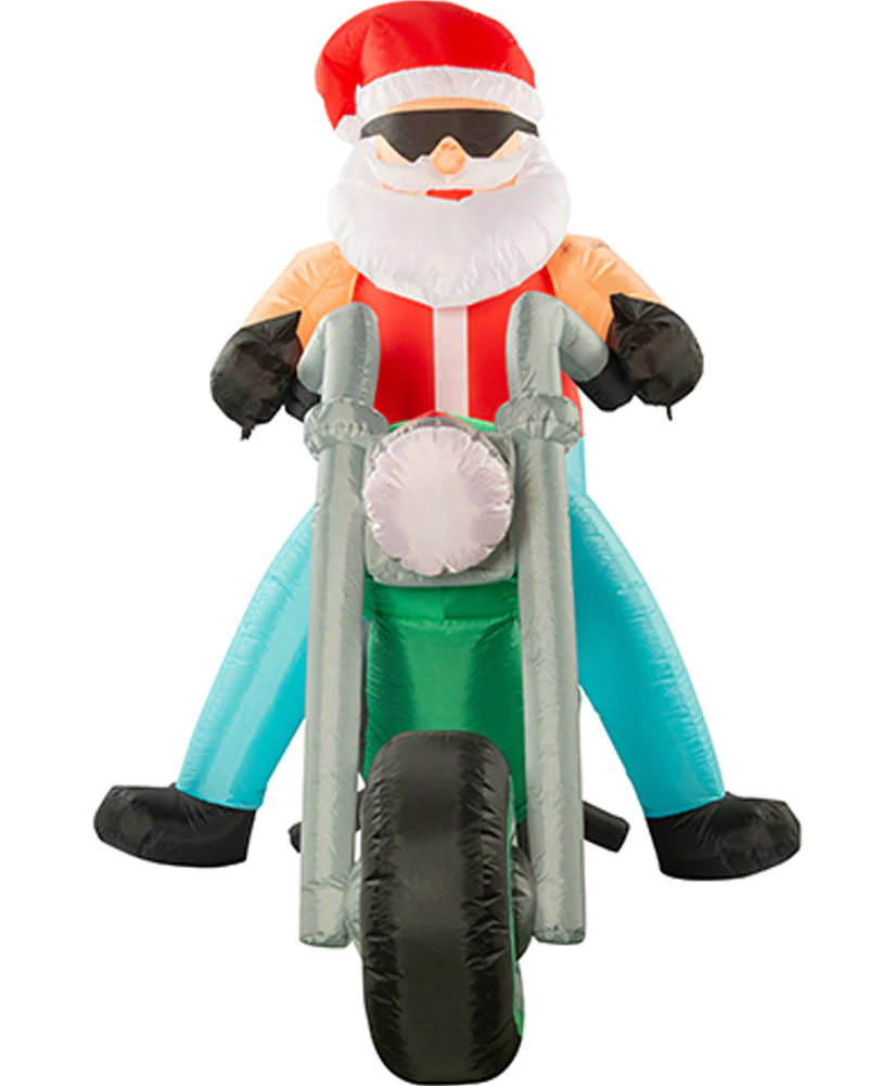 Santa Bikie Christmas Lawn Inflatable Decoration 1.8m - Image 2