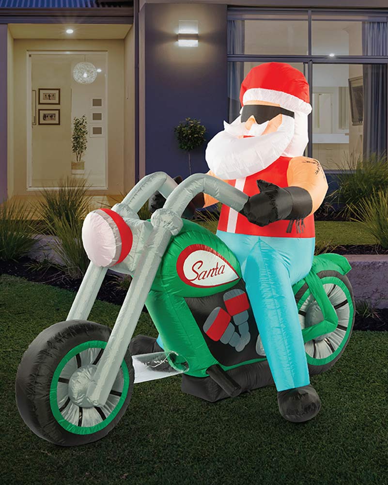 Santa Bikie Christmas Lawn Inflatable Decoration 1.8m - Image 3