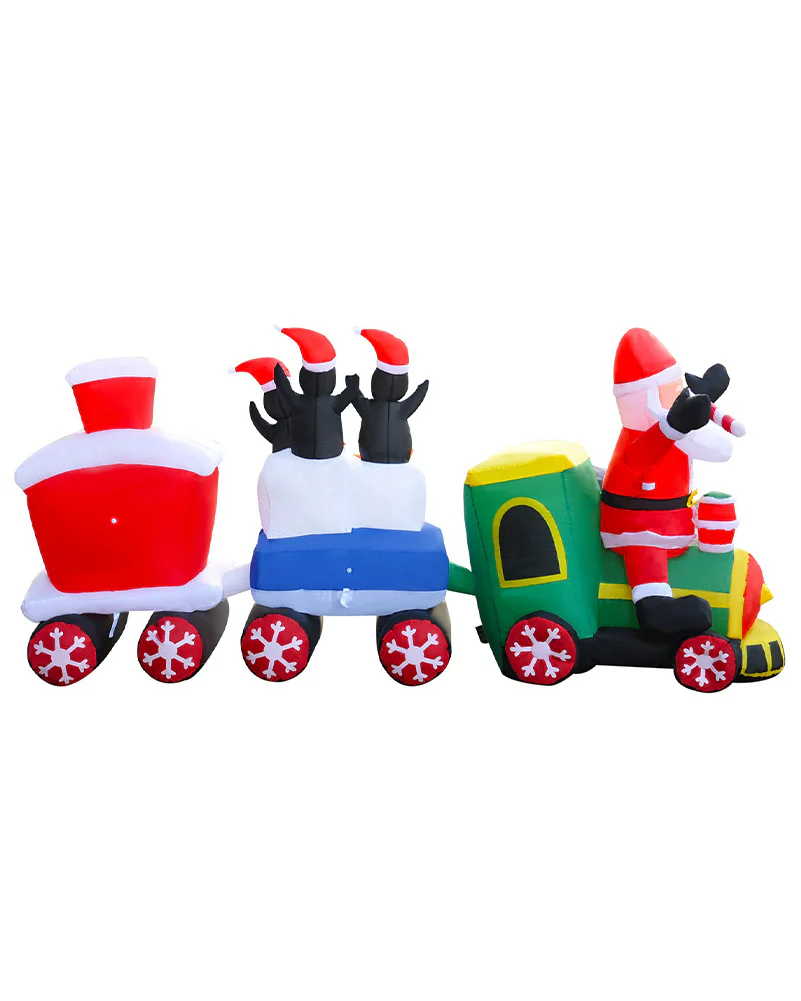 Santa Claus Christmas Penguin Train Inflatable 2.4m - Image 3