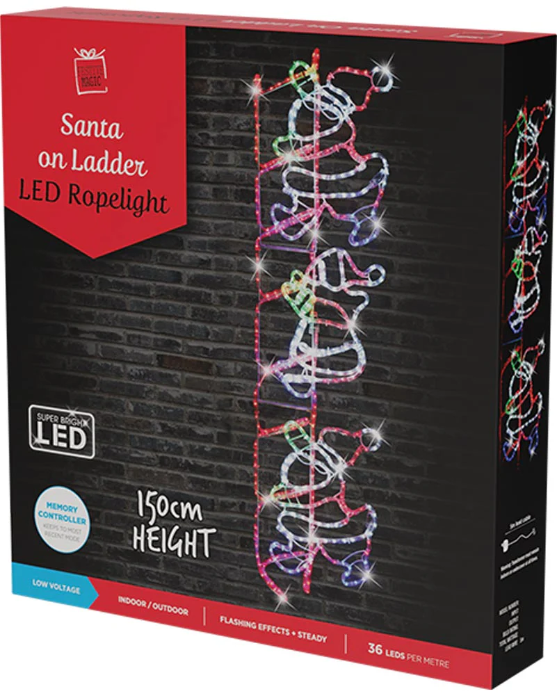 Santa Climbing Ladder Christmas LED Ropelight 1.5m - Image 3