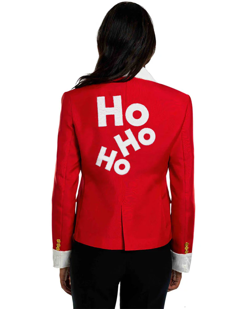 Santa Faux Fur Womens Christmas Suitmeister Jacket - Image 2