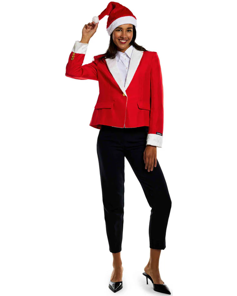 Santa Faux Fur Womens Christmas Suitmeister Jacket - Image 3
