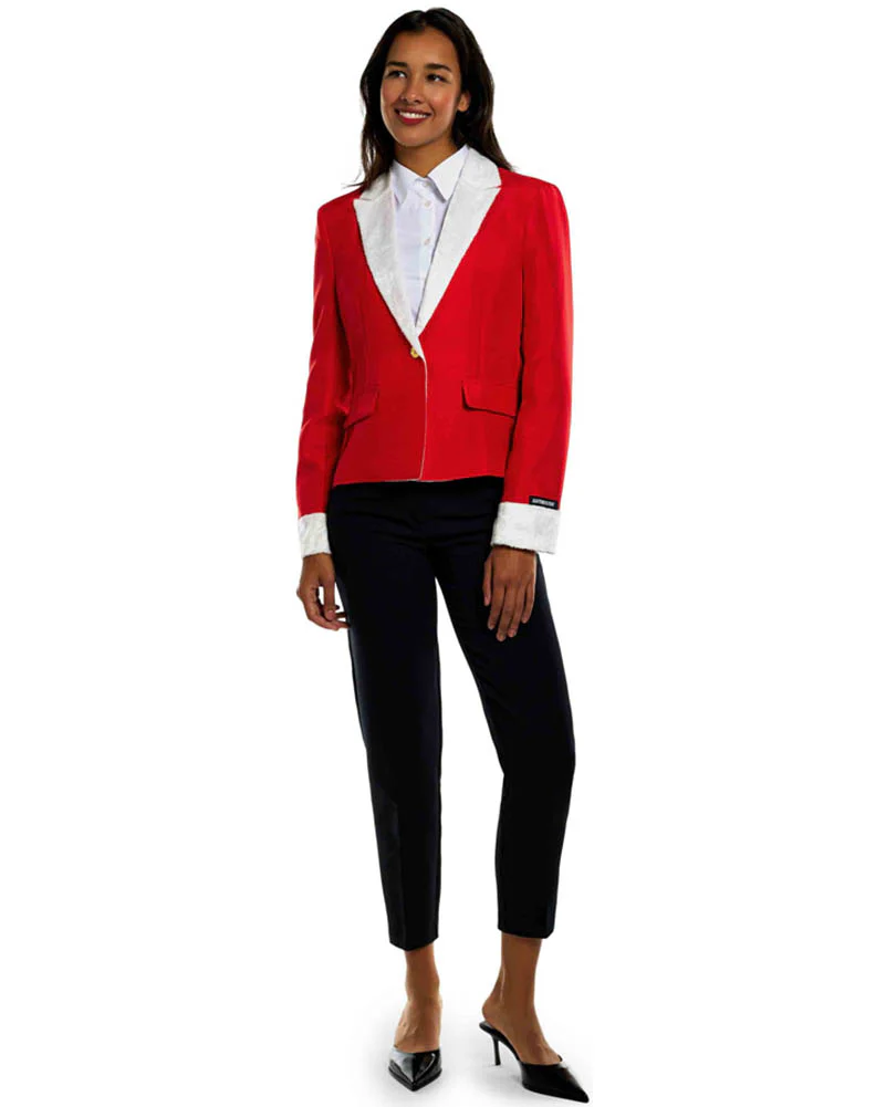 Santa Faux Fur Womens Christmas Suitmeister Jacket - Image 4