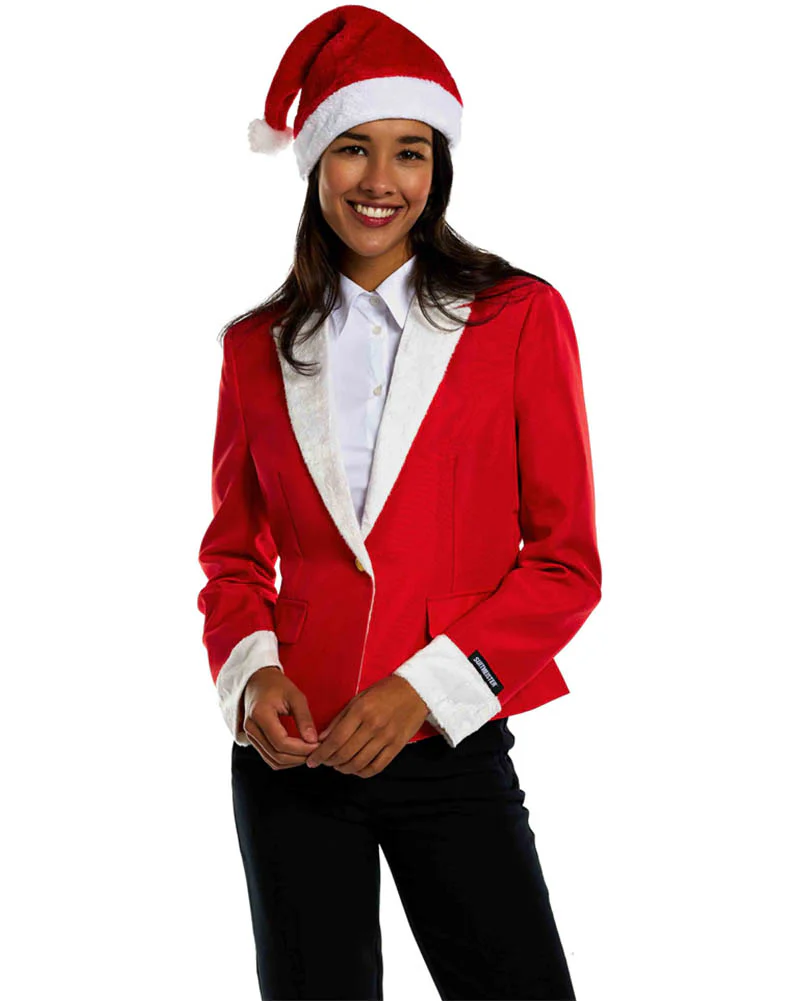 Santa Faux Fur Womens Christmas Suitmeister Jacket - Image 5