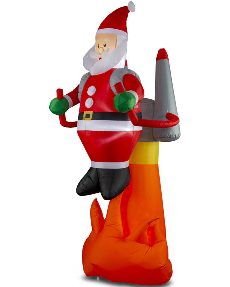 Santa Jet Pack with Flames Christmas Lawn Inflatable 2.4m - Image 2
