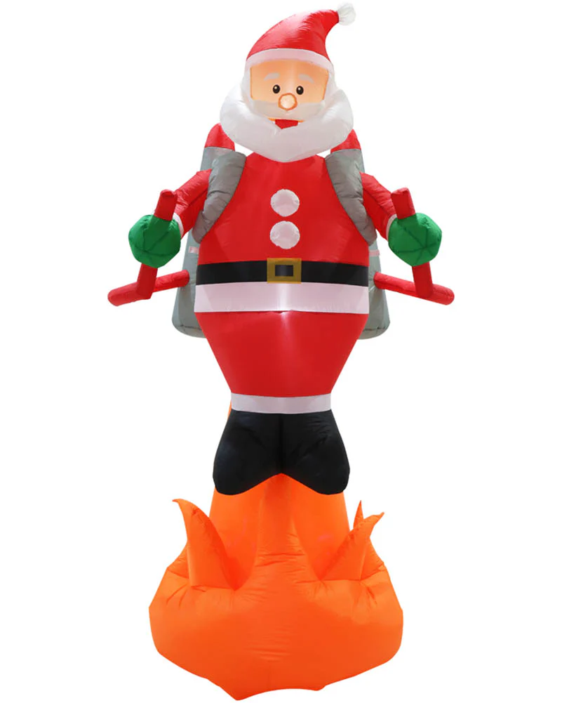 Santa Jet Pack with Flames Christmas Lawn Inflatable 2.4m - Image 3