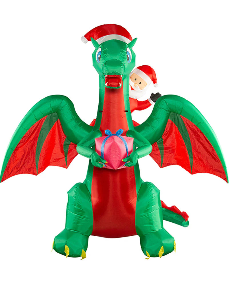 Santa On Dragon Christmas Lawn Inflatable Decoration 2.7m - Image 2