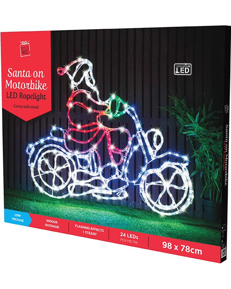 Santa On Motorbike Christmas LED Ropelight 98cm - Image 2