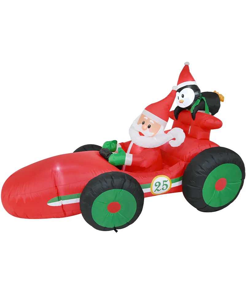 Santa Race Car Christmas Lawn Inflatable 2.2m - Image 2