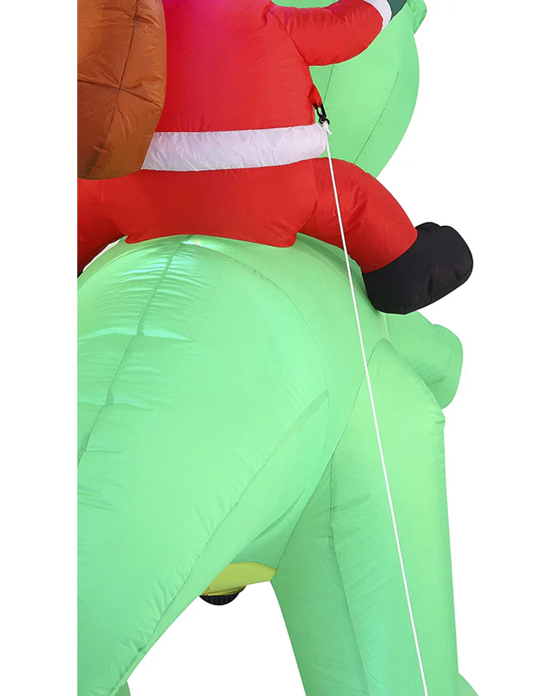 Santa Riding a Dinosaur Christmas Lawn Inflatable 1.8m - Image 3
