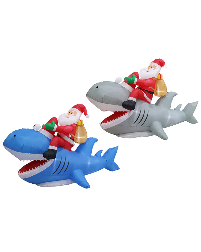 Santa Riding Shark Inflatable Christmas Decoration 2.5m - Image 3