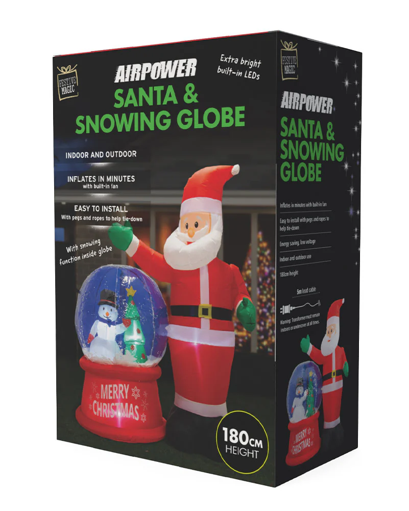 Santa Snowing Globe Inflatable Christmas Decoration - Image 5