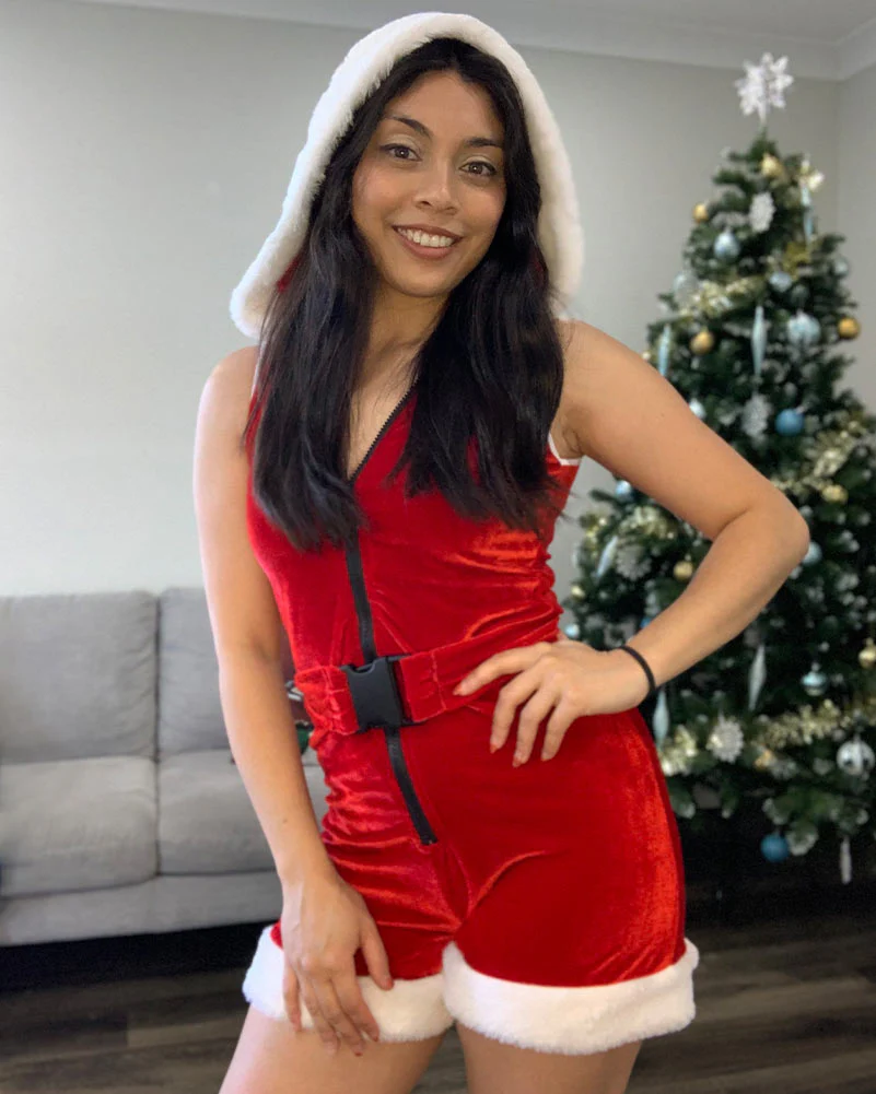 Santa Sweetie Party Romper Womens Christmas Costume - Image 3