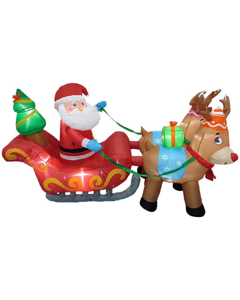 Santa with Deers Christmas Lawn Inflatable 1.8m - Image 3