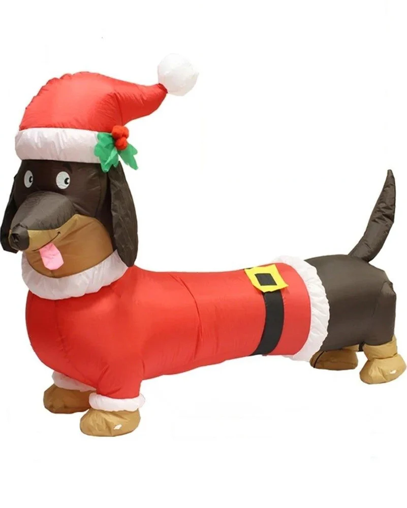 Santas Lil Helper Dachshund Christmas Lawn Inflatable 1.5m - Image 3