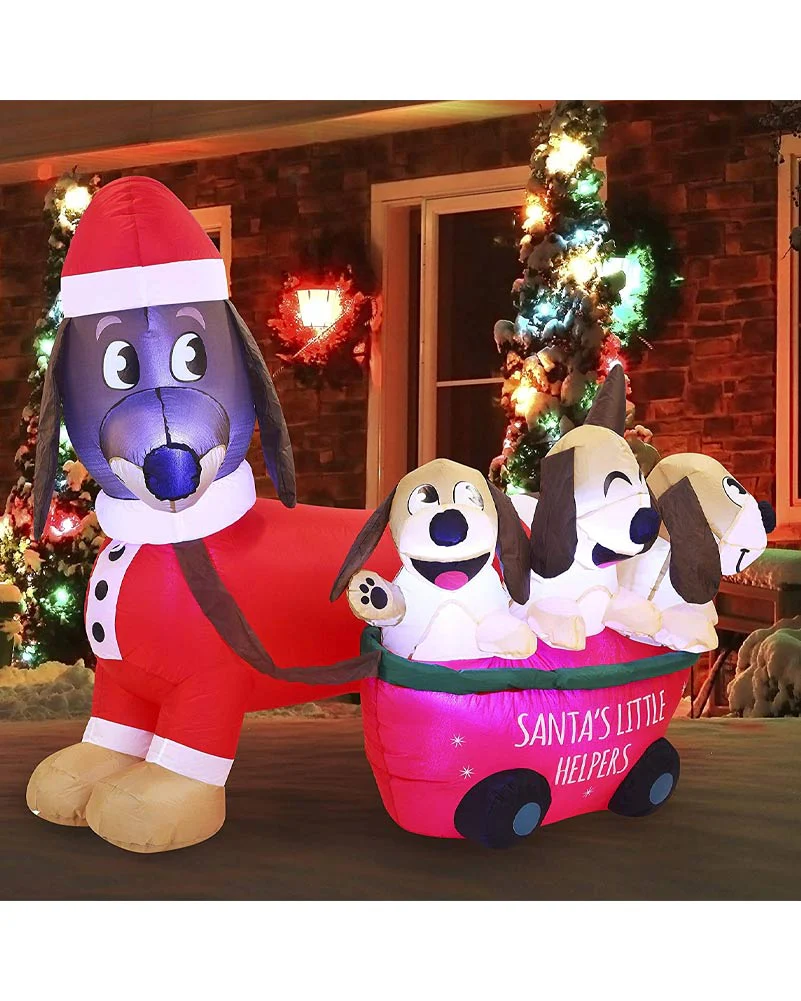 Santas Little Helper Puppies Christmas Lawn Inflatable 1.5m (US PLUG) - Image 2