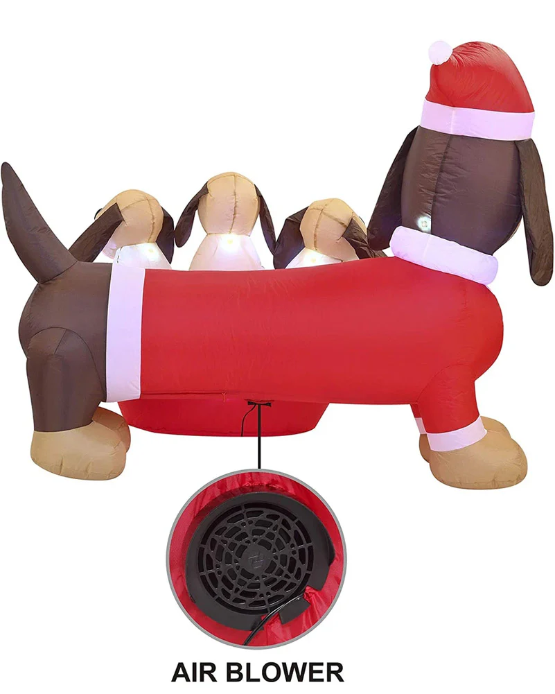 Santas Little Helper Puppies Christmas Lawn Inflatable 1.5m (US PLUG) - Image 3