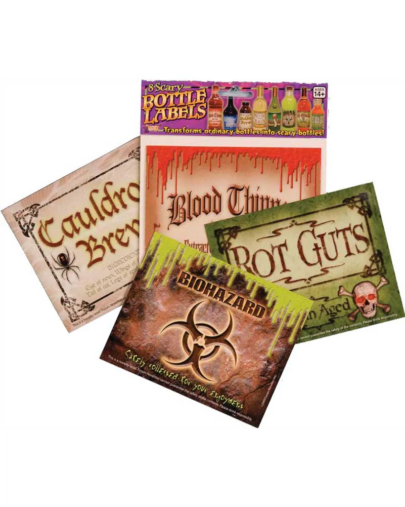 Scary Bottle Labels Pack of 8