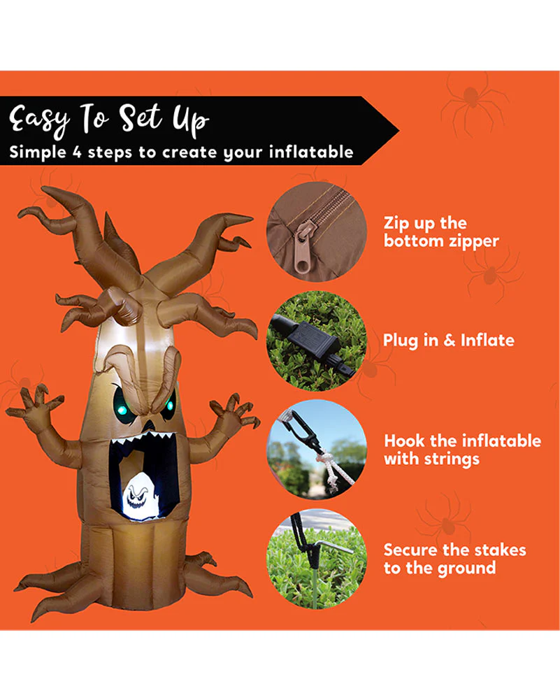 Scary Tree With Animated Ghost LED Lawn Inflatable 2.1m - Image 2