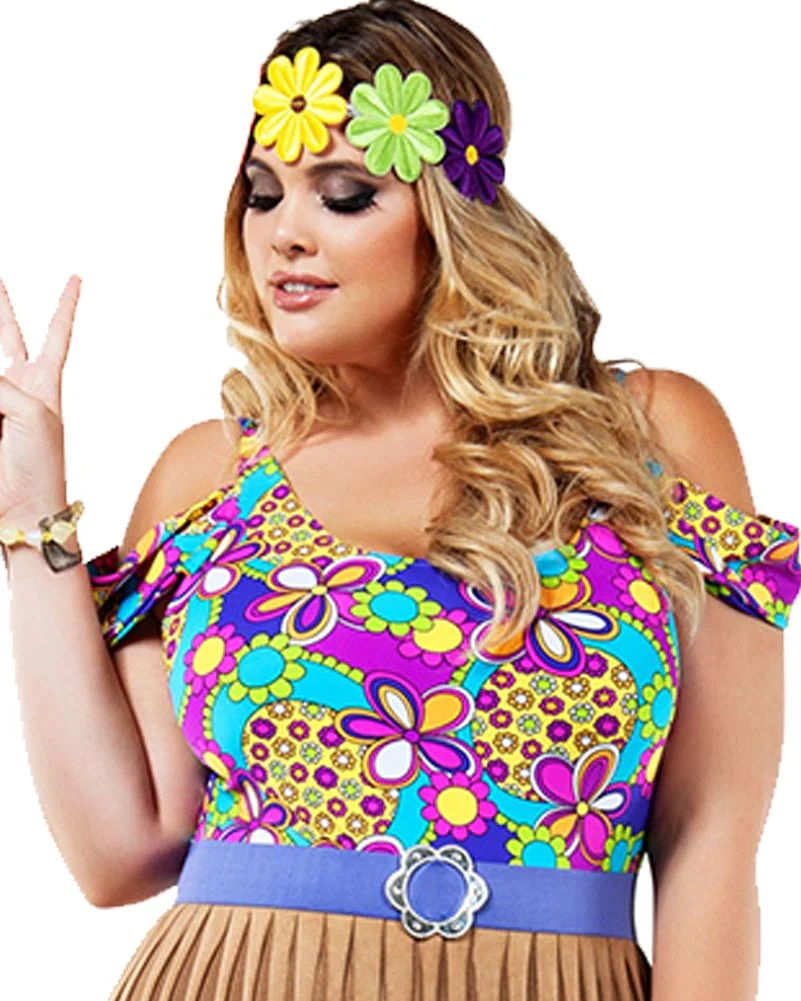 60s Sexy Hippie Plus Size Womens Costume - Image 2
