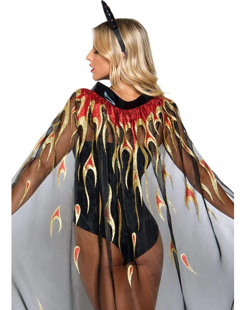 Sheer Glitter Flame Devil Cape and Horns - Image 3