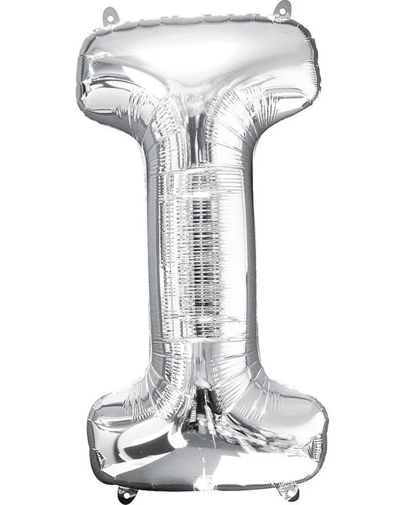 Silver 86cm Letter I Supershape Foil Balloon
