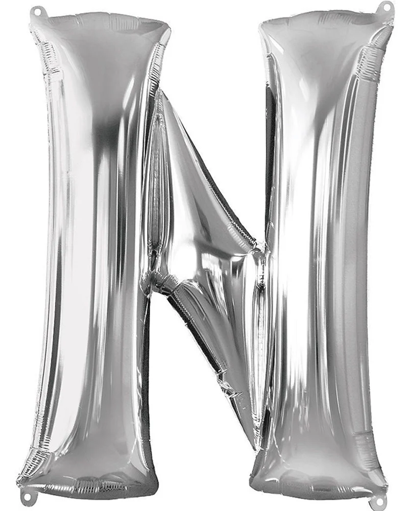 Silver 86cm Letter N Supershape Foil Balloon