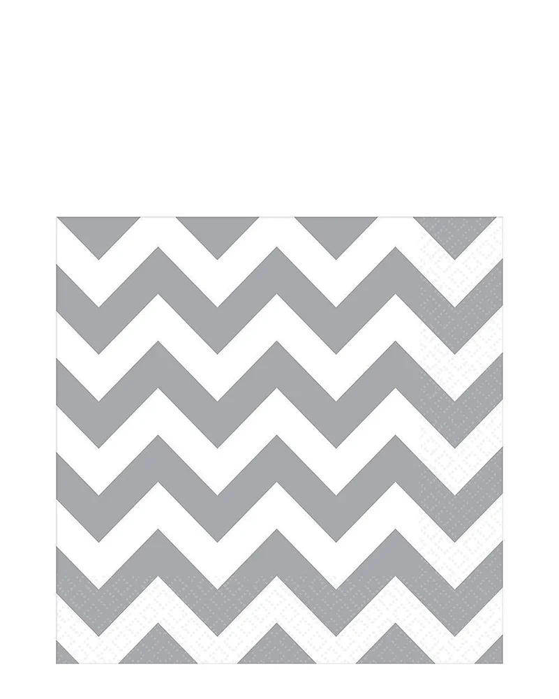 Silver Chevron Lunch Napkins Pack of 16