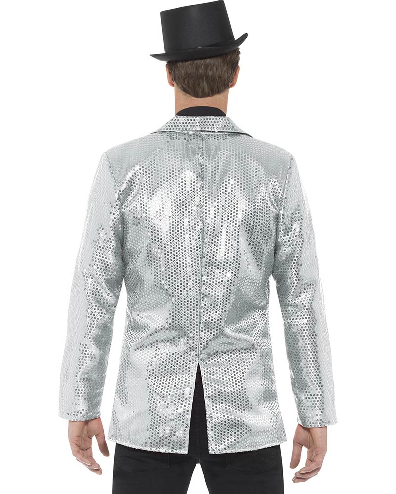 Silver Sequin Jacket Mens Costume - Image 3