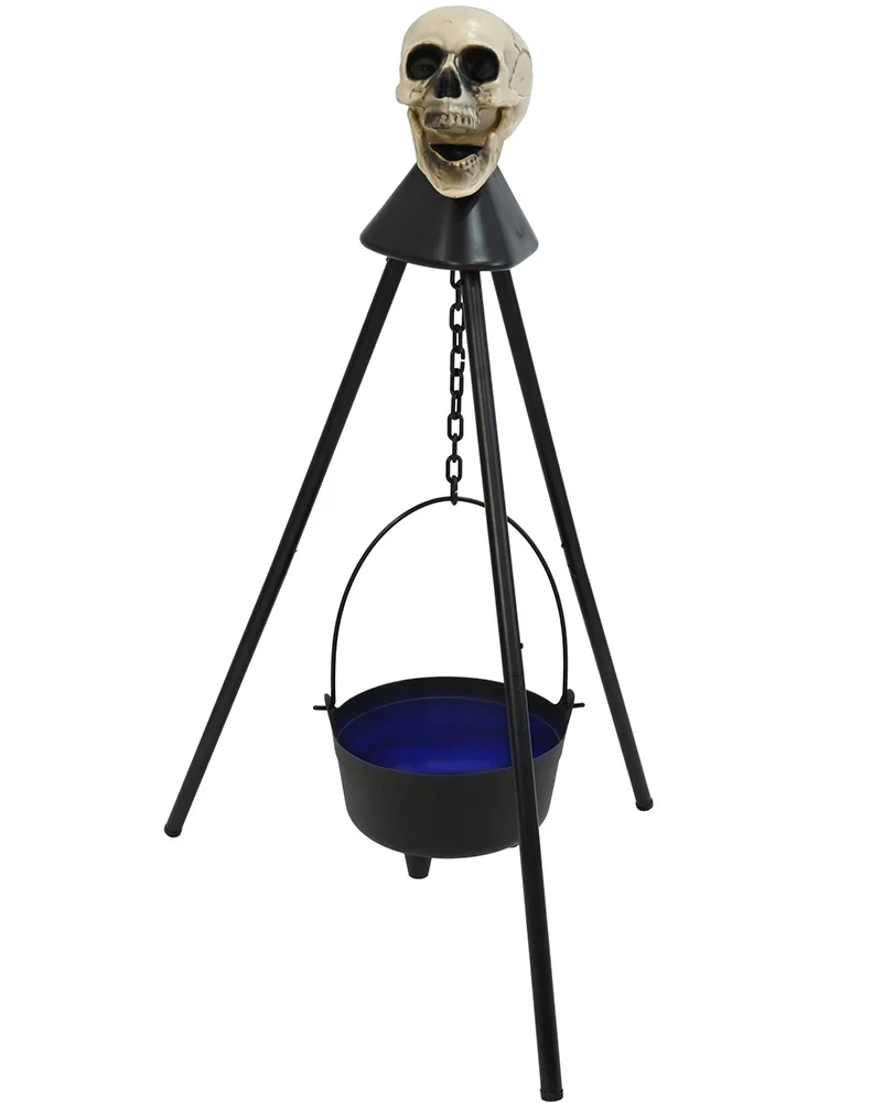 Skull Hanging Cauldron Animated Decoration 1m - Image 2