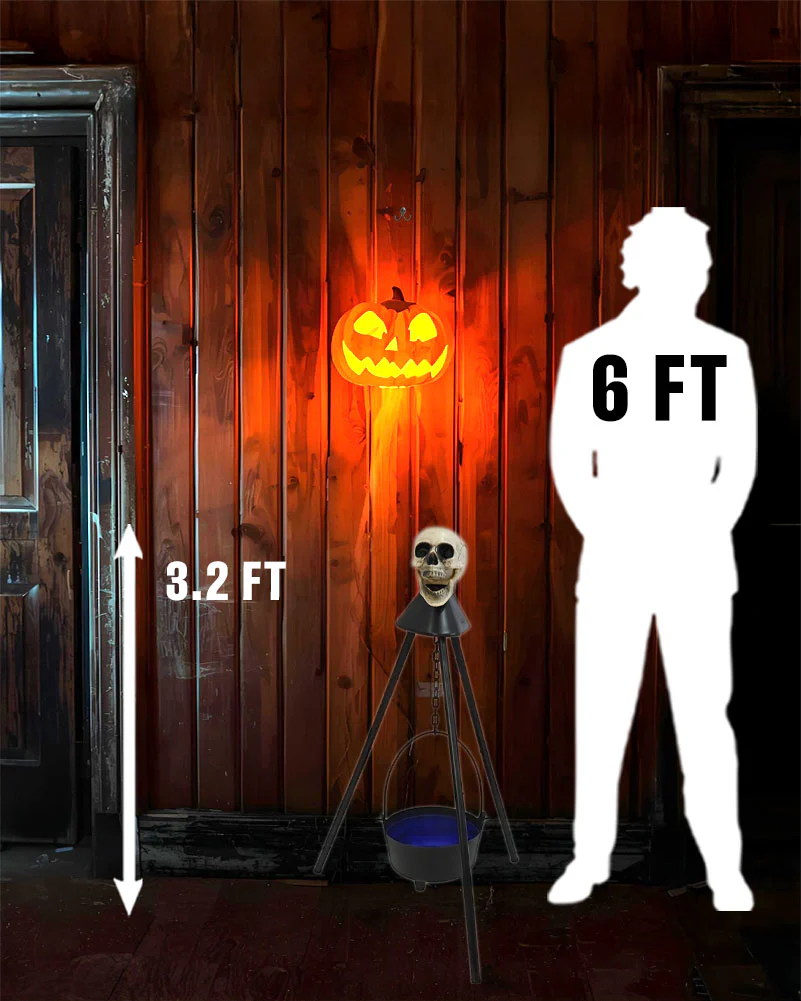 Skull Hanging Cauldron Animated Decoration 1m - Image 3
