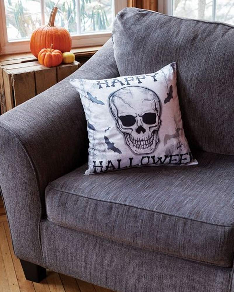 Skull Happy Halloween Trendy Pillow Cover - Image 2